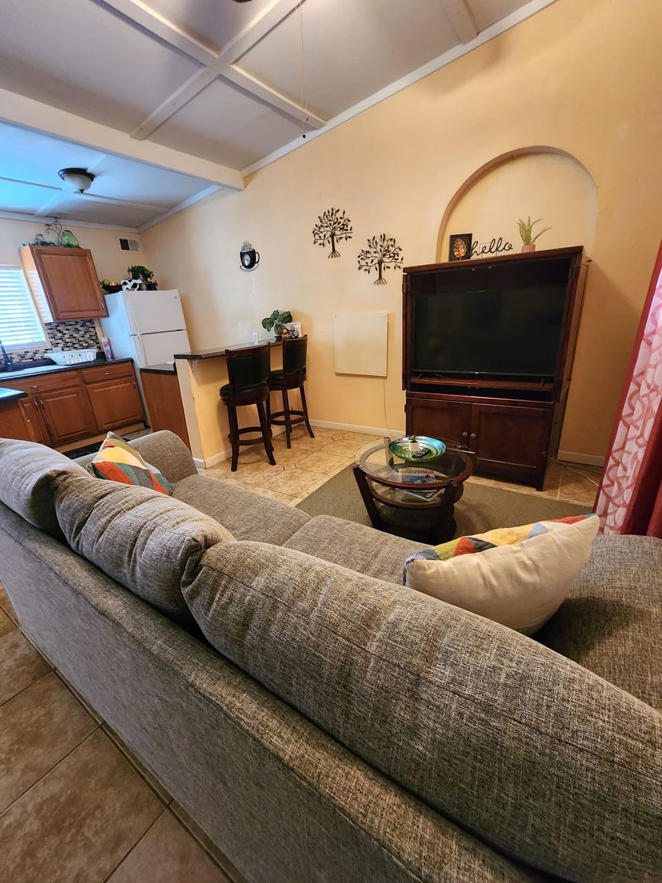 Full size sofa bed in Living area.