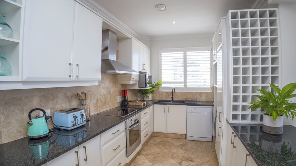 Luxury Apartment | Private kitchen | Full-size fridge, microwave, oven, stovetop