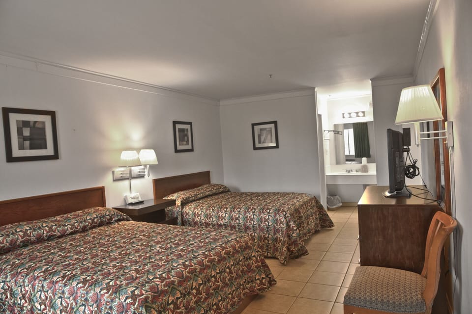 Basic Double Room, 2 Queen Beds, Non Smoking | Desk, laptop workspace, blackout drapes, free WiFi