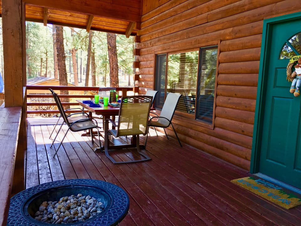 Front patio with gas fire-pit