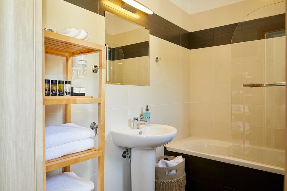 Free toiletries, hair dryer, bathrobes, towels