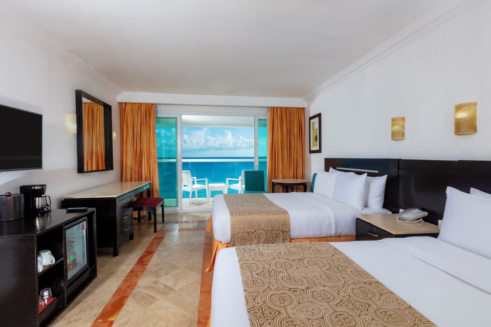 Luxury Double Room, 2 Double Beds, Balcony, Ocean View | In-room safe, blackout drapes, iron/ironing board
