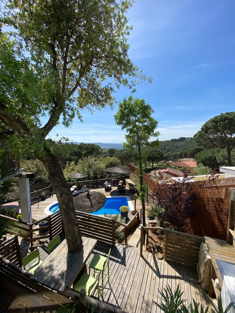Looking down onto the pool area. 