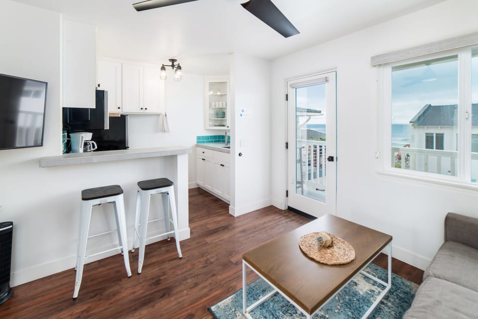 Partial ocean view living room