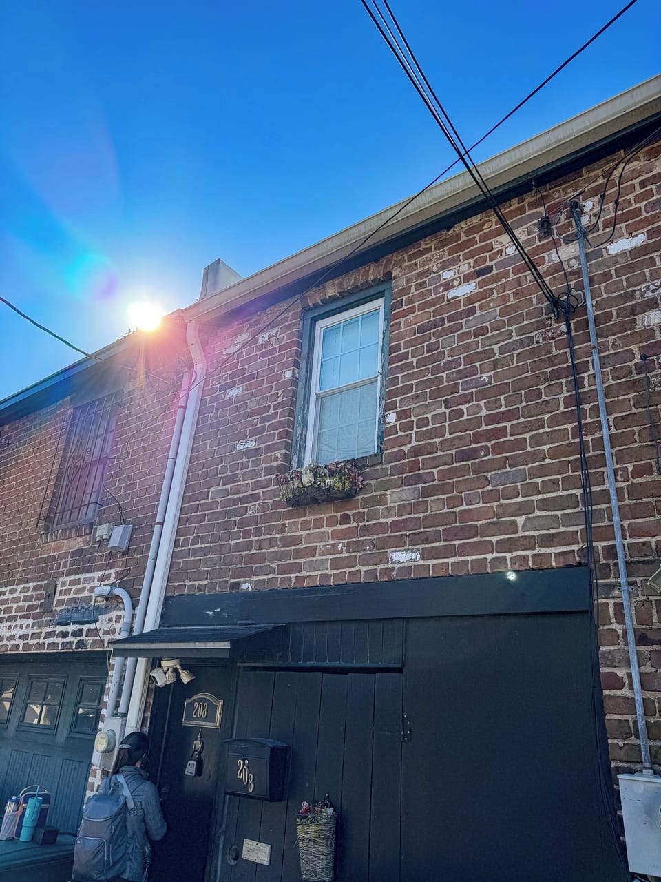 Charming brick townhouse exterior with classic city character