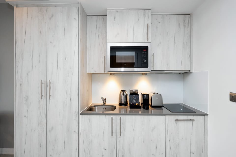 Fridge, microwave, stovetop, dishwasher