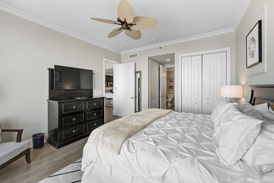 Primary bedroom with privacy