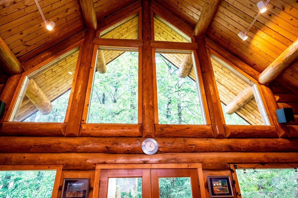 Beautiful 2 story windows in living room.  