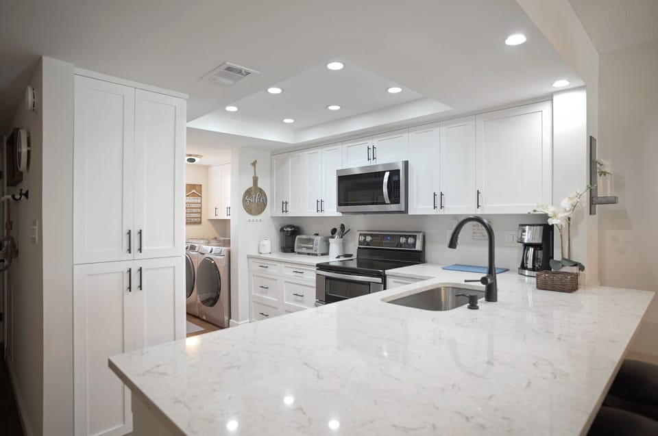 Large pantry for your snacks and food. Lots of counterspace to prepare meals.