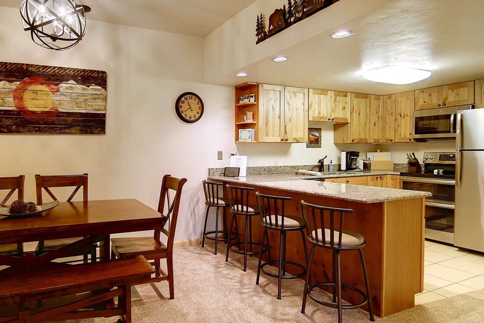 The dining area has lots of space to enjoy meals together.