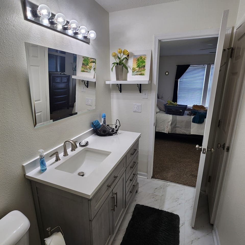 Master Bathroom looking into Master Bedroom.
