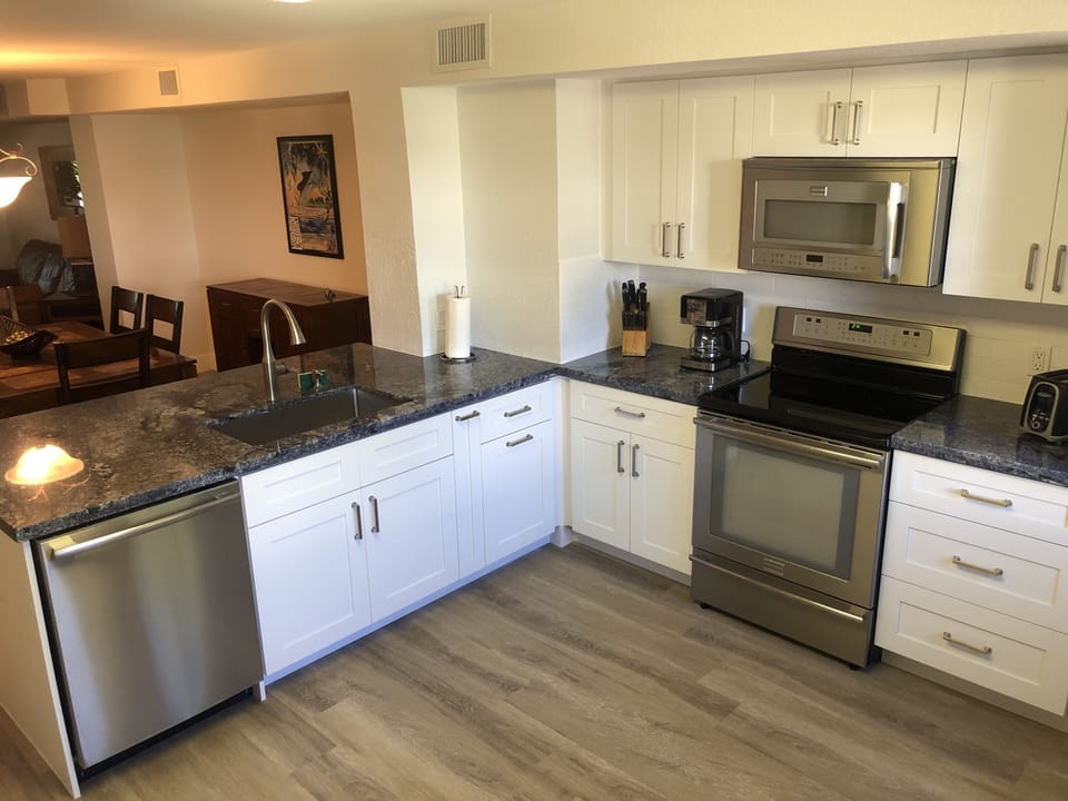 Brand New Shaker Style Kitchen W/Beautiful Exotic Blue Counter Tops!