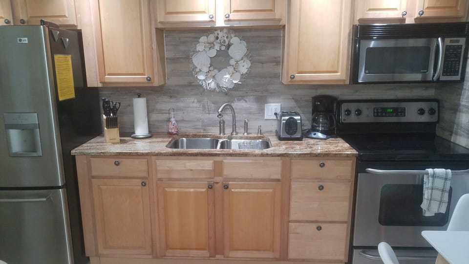 Villa is fully stocked with everything you need. Full size stainless  appliances