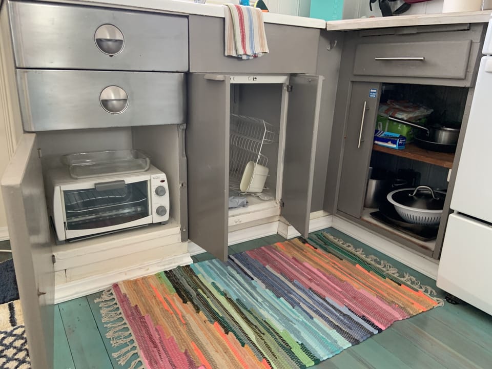 Fully stocked kitchen.