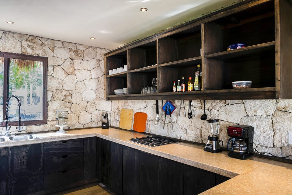 Fully equipped to cook a meal with the entire group!