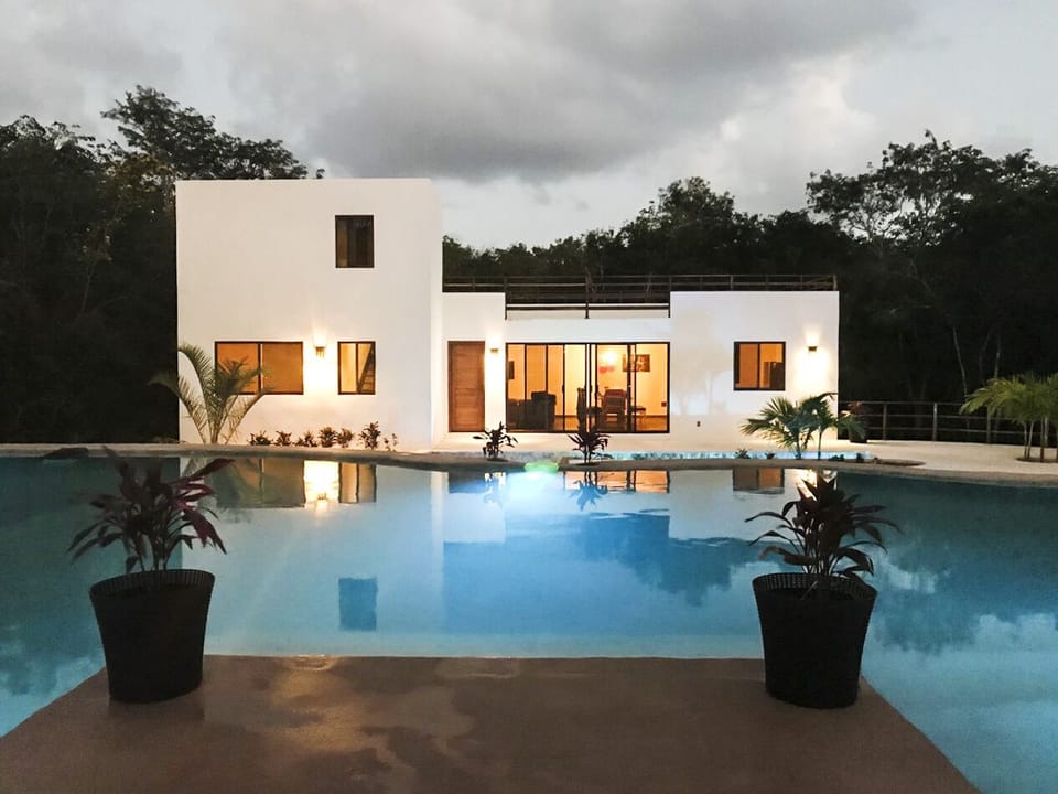 Well lit to enjoy the private pool