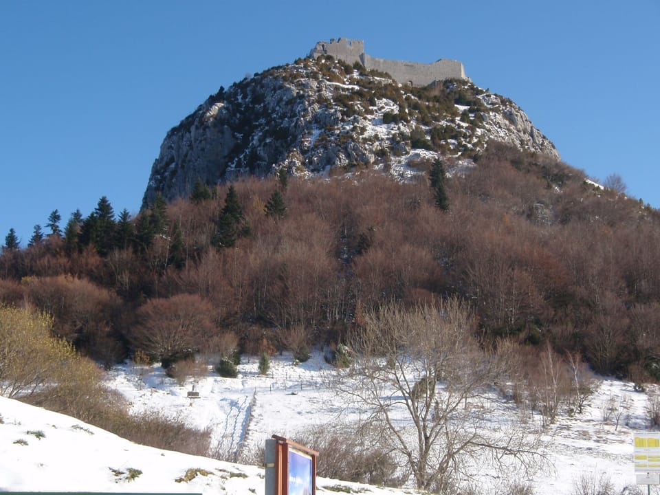 Montsegur a Cathar castle, worth the climb especially in winter