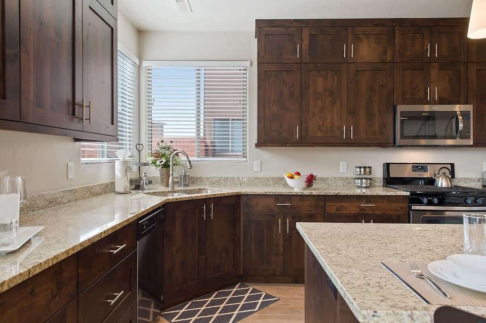 Kitchen is stocked with everything you need to prepare meals