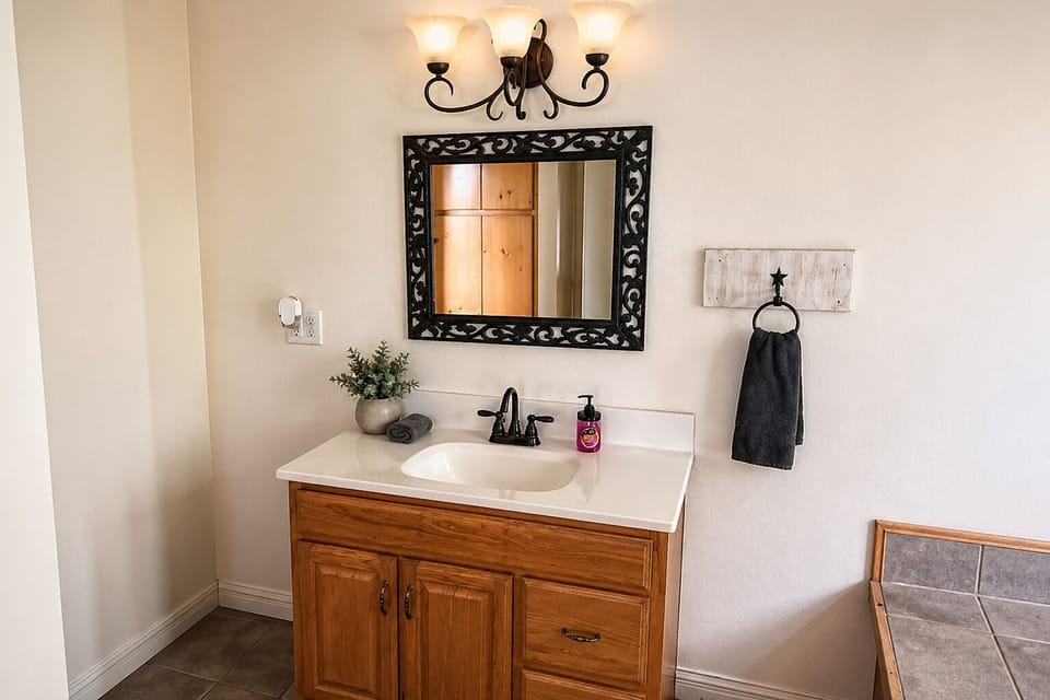 Master bath sink area. 