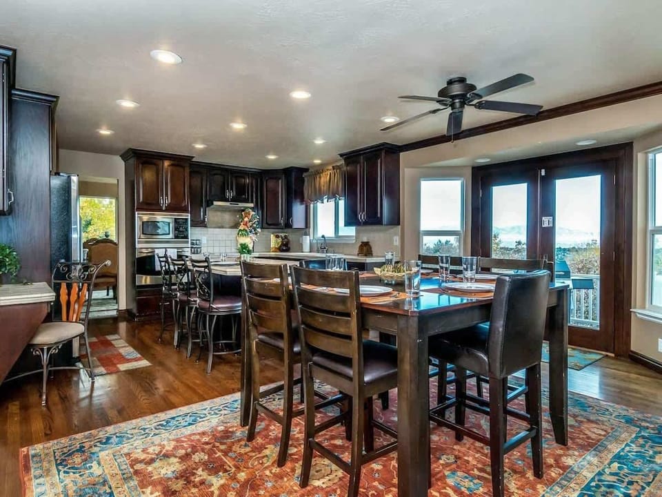 Kitchen and dining area with ample seating