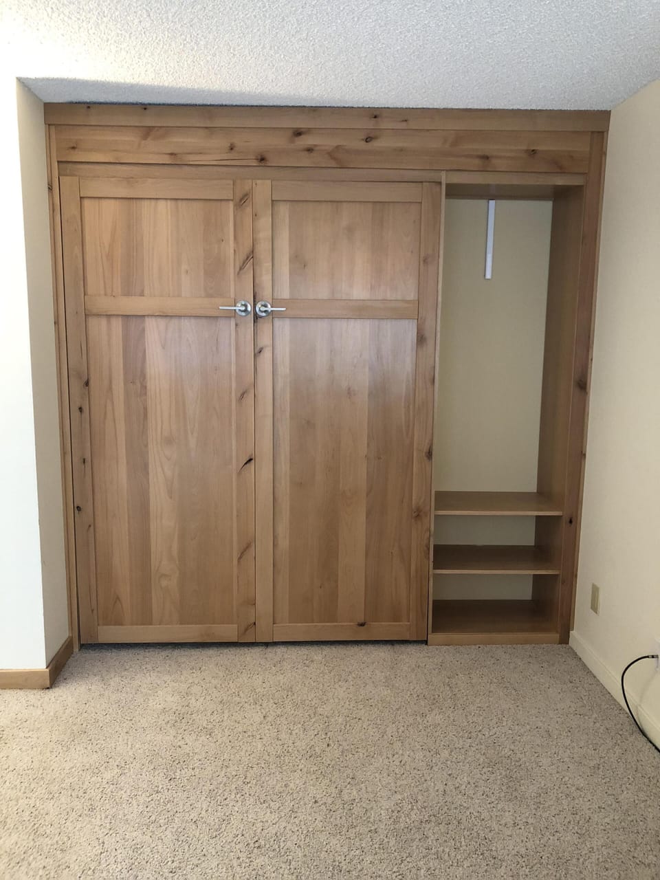 murphy bed closed located in corner of living room