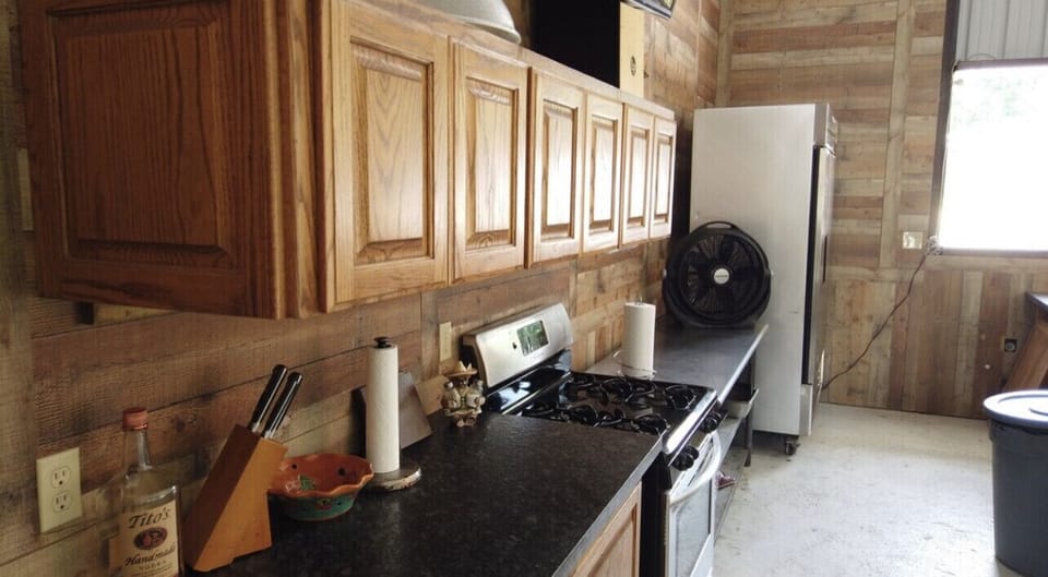 Giant fridge, storage, prep space and full appliances