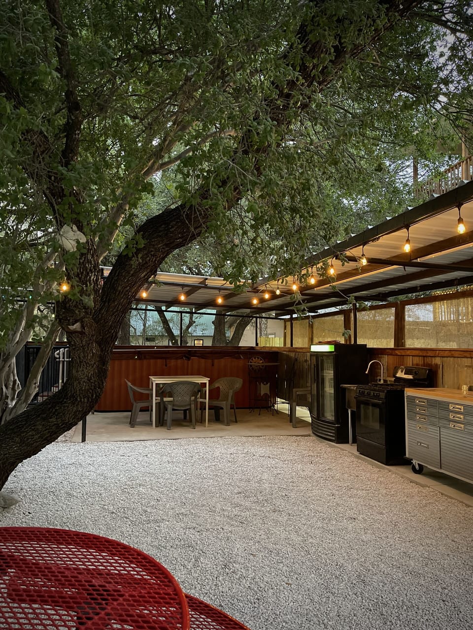 You have an outdoor sink, beverage cooler, oven/stove, grill and smoker pit!