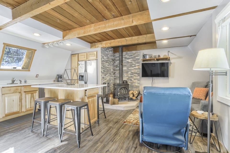 View of the living room from the kitchen