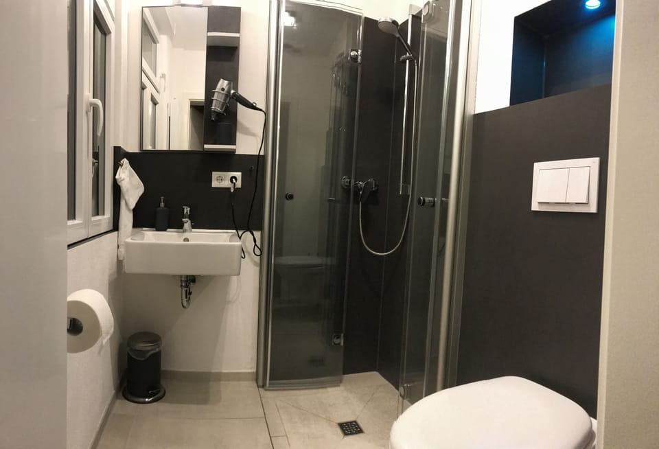 Basic Double Room | Bathroom | Shower, rainfall showerhead, free toiletries, hair dryer