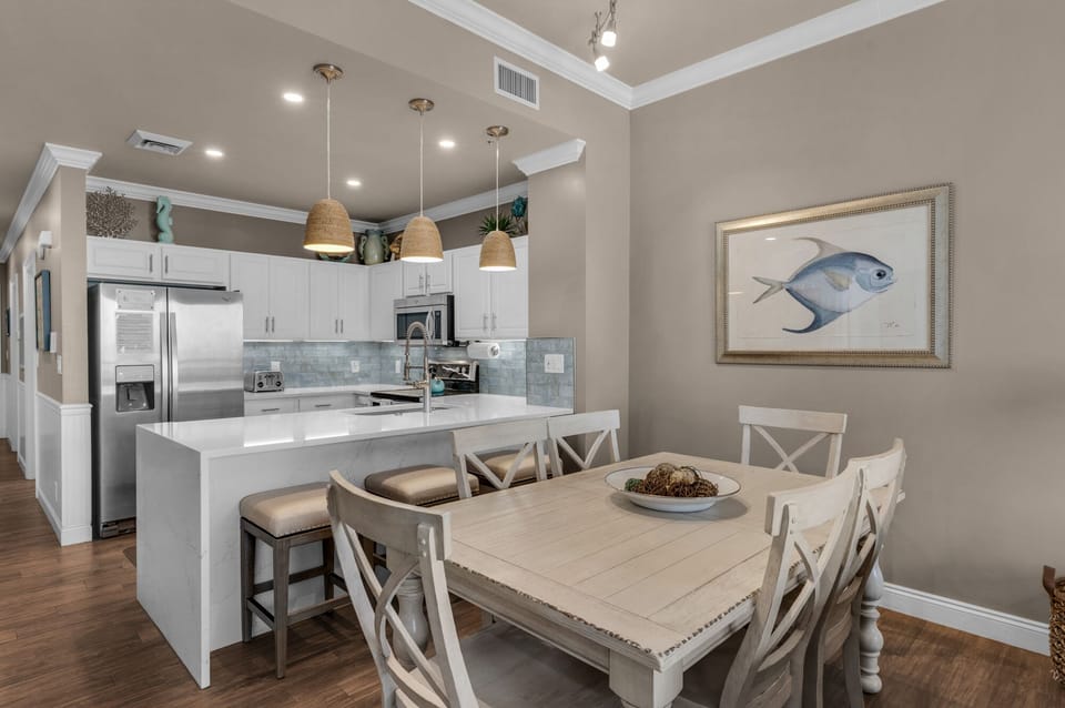 BIG Farm Table Plus Bar Stools for Lots of Seating Options in Kitchen