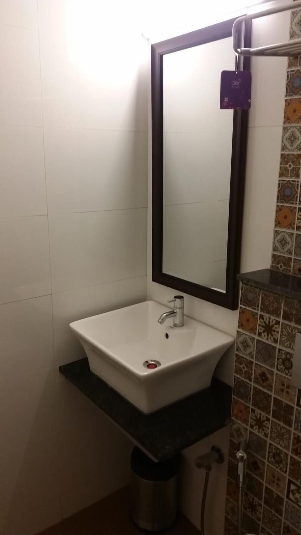 Shower, rainfall showerhead, towels