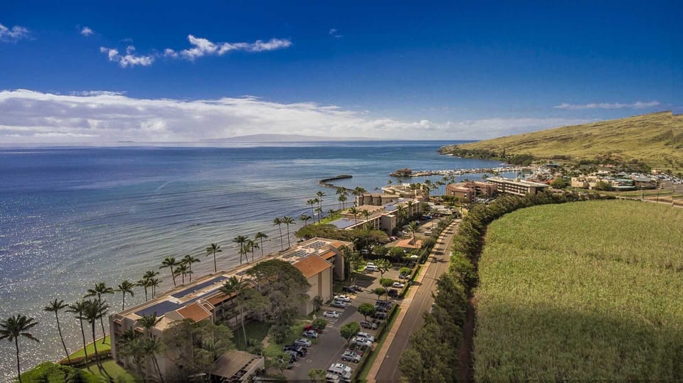 Aerial view from Island Sands looking towards Maalaea Harbor less than a mile