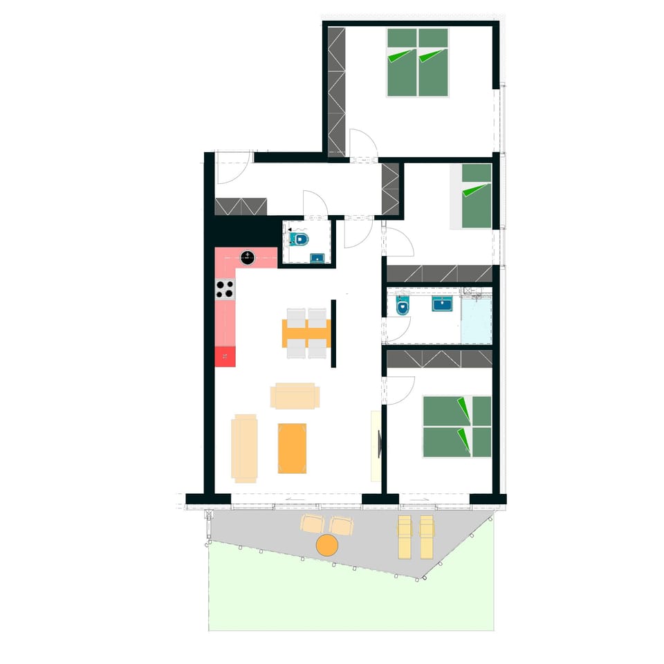 Junior Apartment, 2 Bedrooms, Terrace | Floor plan
