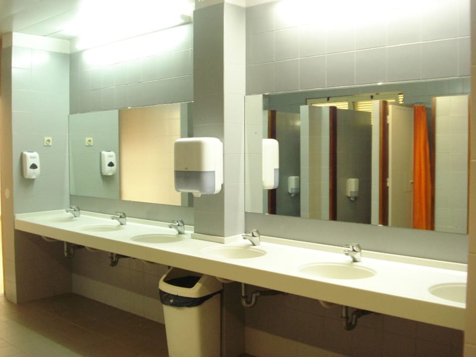 Hair dryer, soap, shampoo, toilet paper