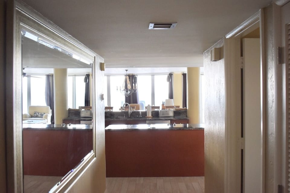 Hallway view of the kitchen and oceanfront