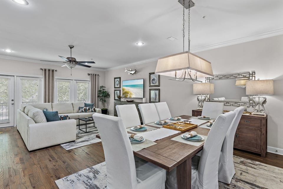Dining table with seating for eight