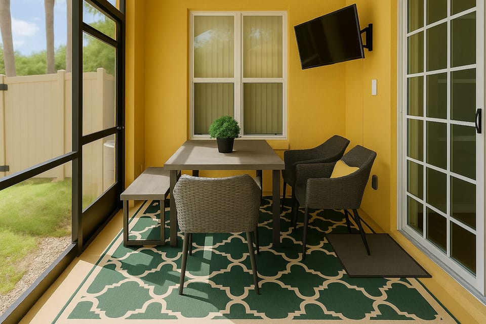 Outdoor screened breakfast/lunch/ dinner area