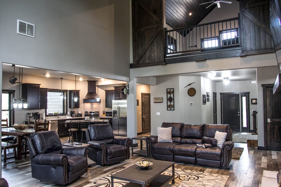Open, spacious, and luxurious. Plenty of seating for everyone