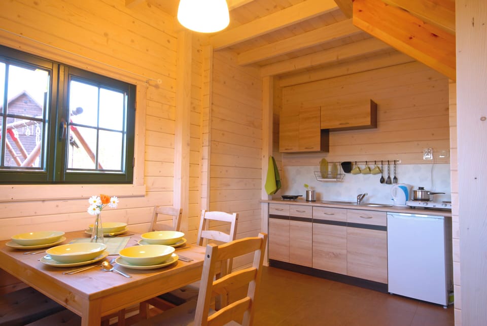 Fridge, stovetop, electric kettle, highchair