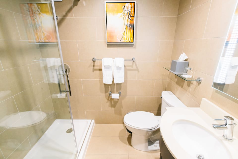 Free toiletries, hair dryer, towels, soap