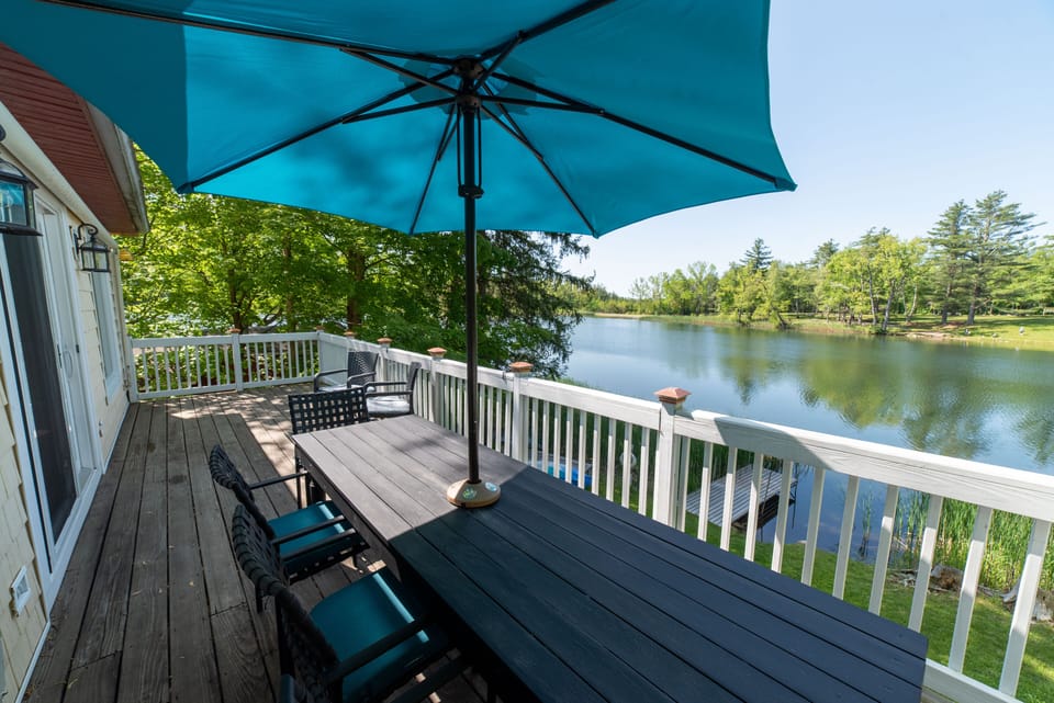 Meals on the deck are always a pleasure with this view!  Seating for eight!