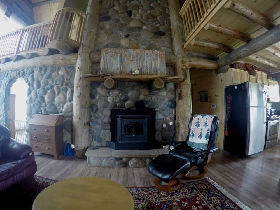 Pellet stove to chase away the chill.