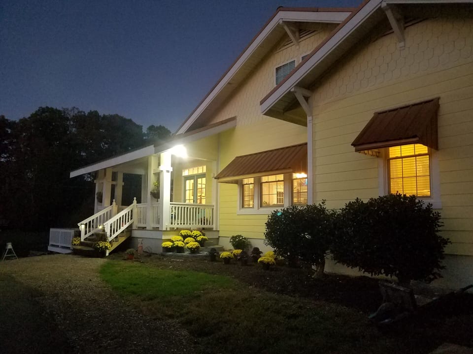 Dusk at the Yellow Tea Cup Cottage  Overlooking the pasture with horses 