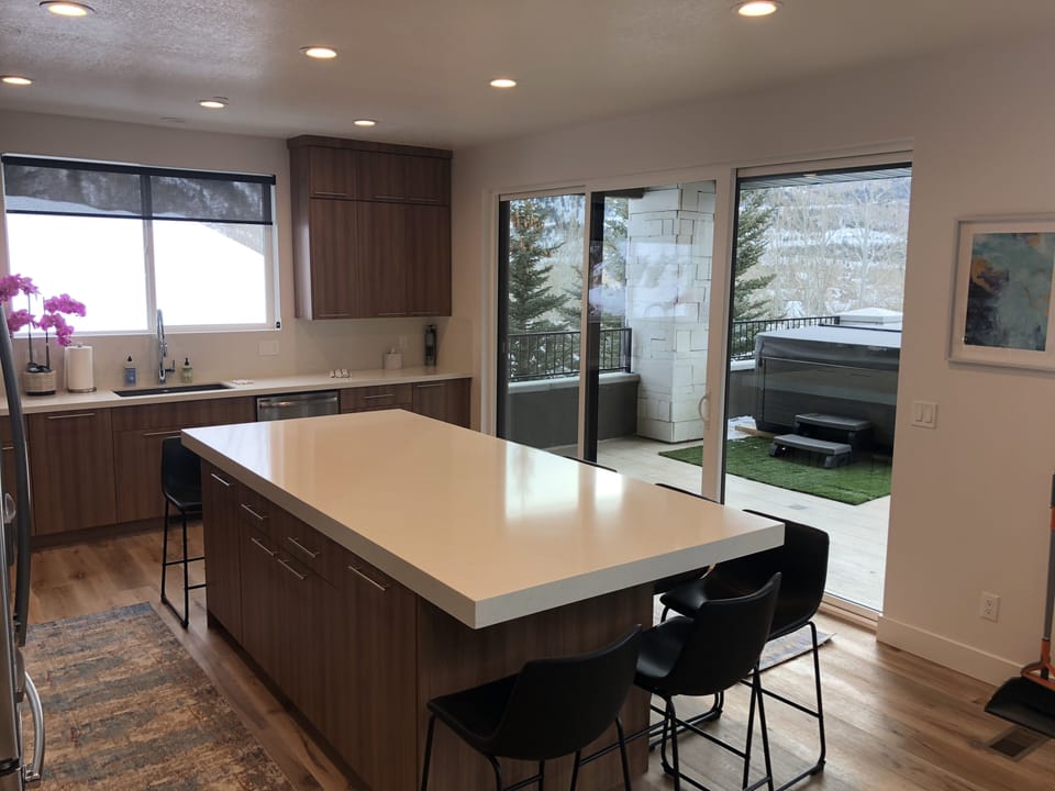 Deck with Hot Tub off of Kitchen.