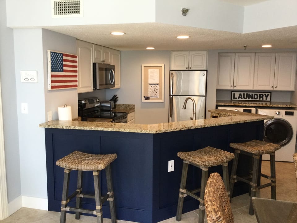 Additional seating at the breakfast bar.  USB outlet for charging.  