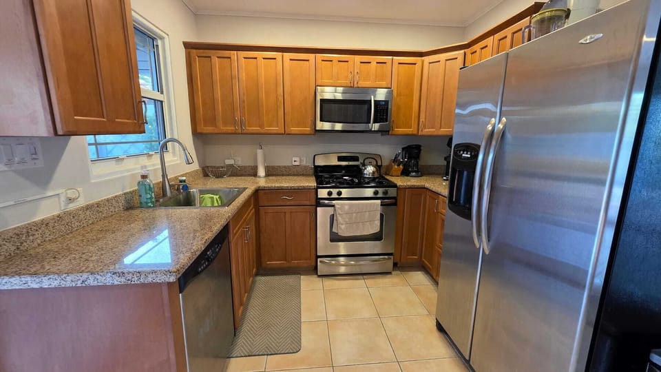 Fridge, Gas Stove, Microwave, and YES - Dishwasher