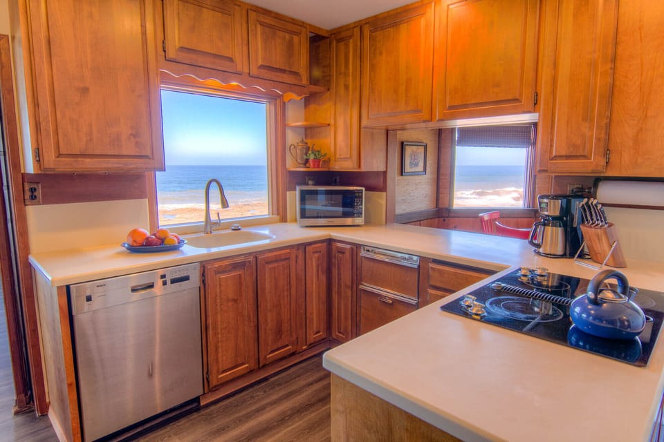 The kitchen is right off of the dining room and a breakfast nook.