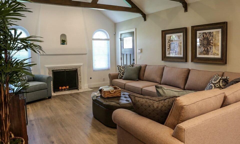 Living Room with Sectional w/Queen Sleeper Sofa