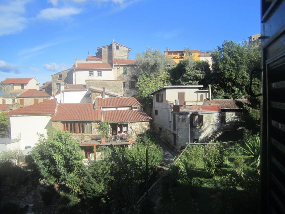 view out of the window into the village