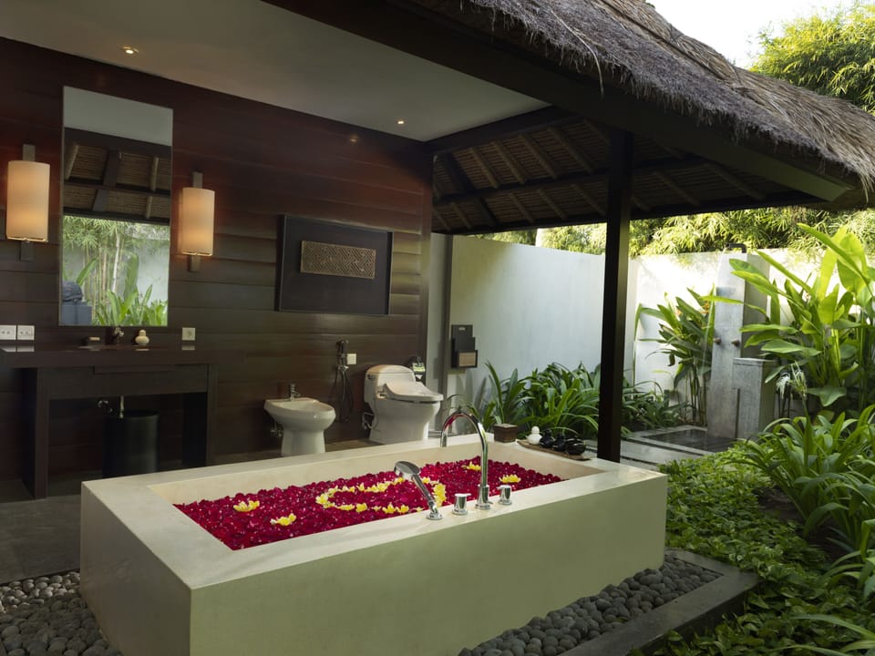 One-Bedroom Private Estate Pool Villa | Bathroom | Separate tub and shower, deep soaking tub, rainfall showerhead